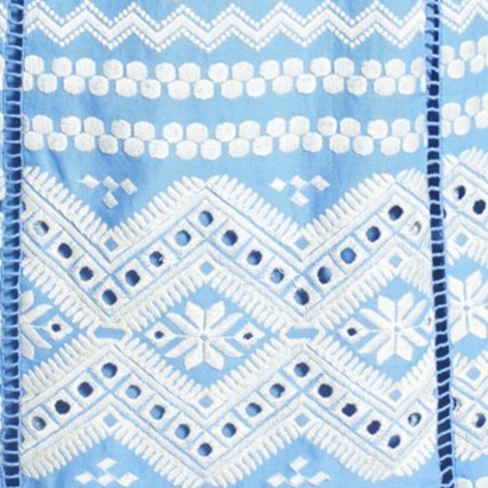 Tory Burch Blue 'Tiara' Embroidered Cotton A-Line Tank Sleeveless Casual Dress - Picture 2 of 15